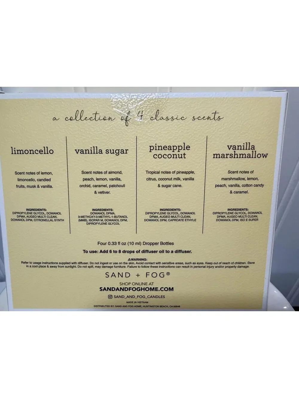 Sand + Fog Fragrance Diffuser Oils Gift Set Limoncello Vanilla Sugar NEW